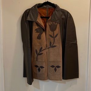 Vintage Leather and Suede Cape Bohemian Zipper and Pockets EXCELLENT RARE!